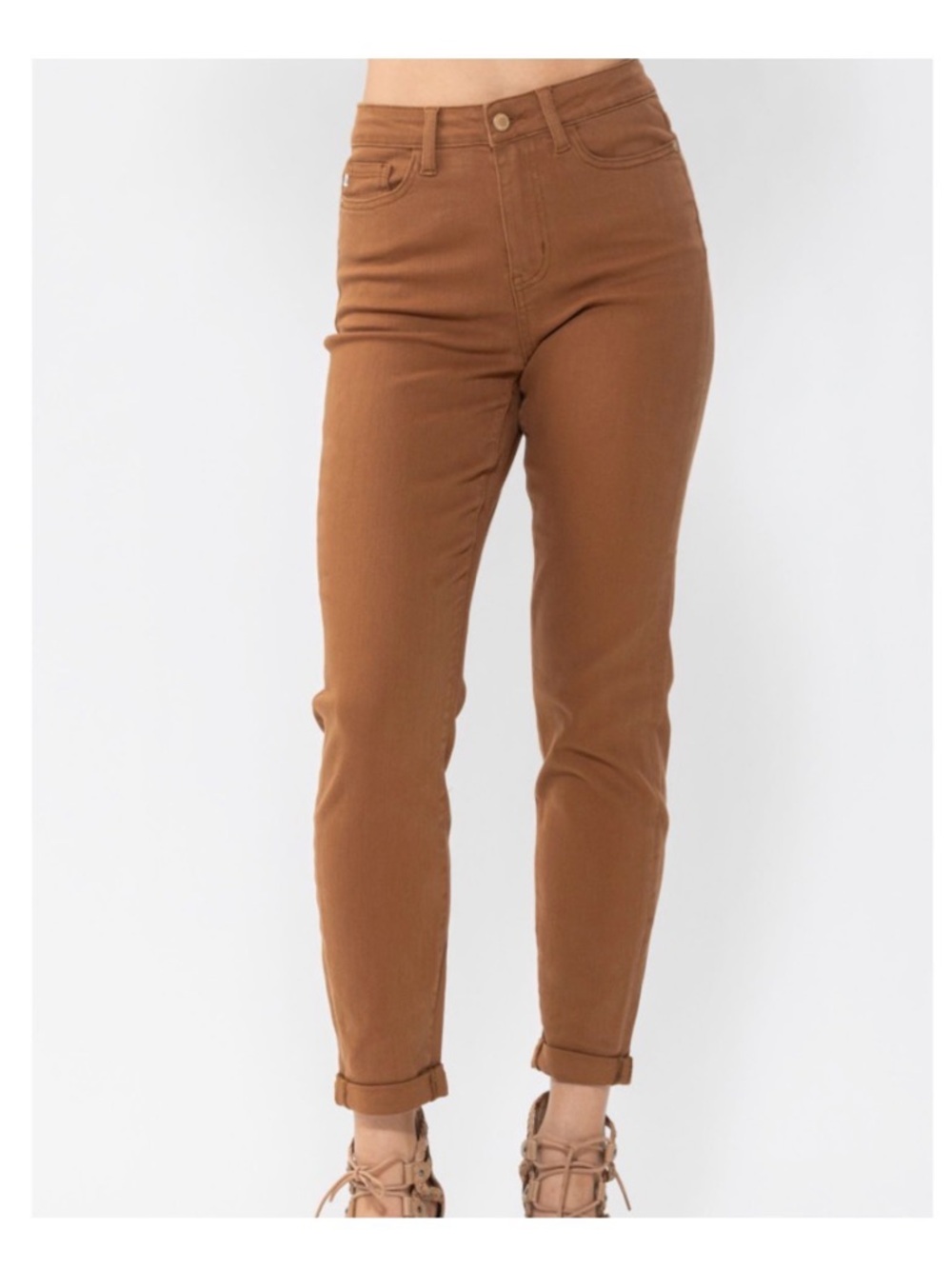 Judy Blue High-Rise Slim Fit Women's Jeans in Caramel Brown 7/28 - Picture 5 of 6